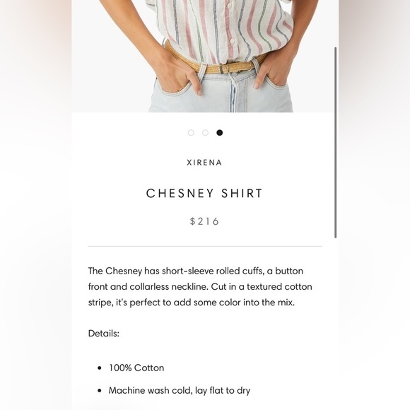 Xirena Chesney Striped Blouse 100% Cotton Short Sleeve Lightweight Blouse Size M - Picture 10 of 10